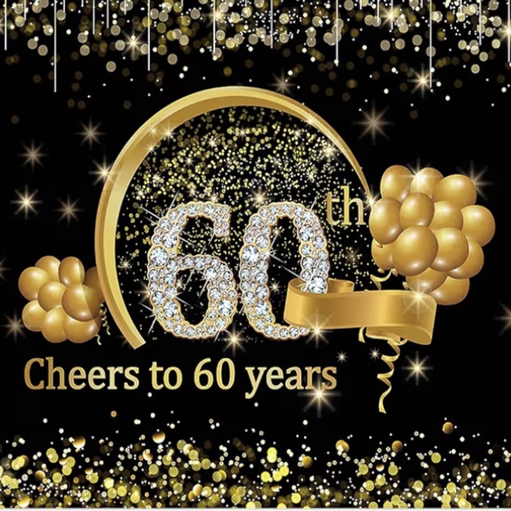 Gold 60th Birthday Party Backdrop Decoration
